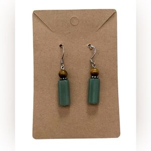 Jadeite and tigers eye 825 Sterling earrings